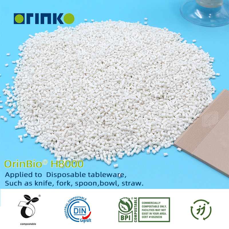 Gránulos de ácido poliláctico Orinko con resina Pla modificada con película soplada compostable En13432